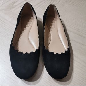 Chloe Lauren Scalloped Suede Ballet Flats